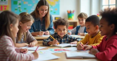 Image of Children learning in a classroom with support from an elementary education foundation.