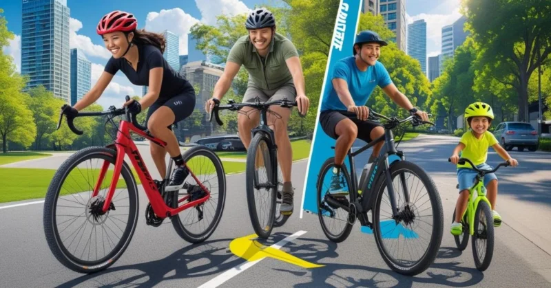 Collage of top bicycle types and brands for riders of all ages and styles.