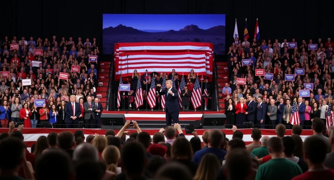 Image of Trump New Mexico campaign rally with supporters in 2024.