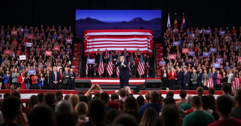 Image of Trump New Mexico campaign rally with supporters in 2024.