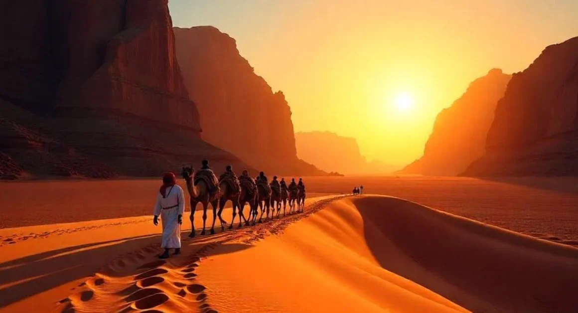 Wadi Rum desert with red dunes