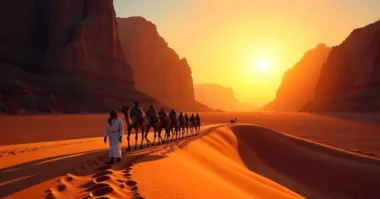 Wadi Rum desert with red dunes