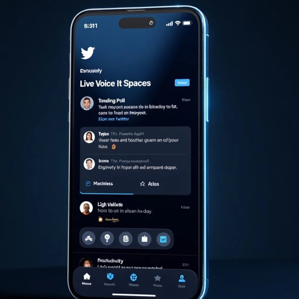 Futuristic X app showing threads