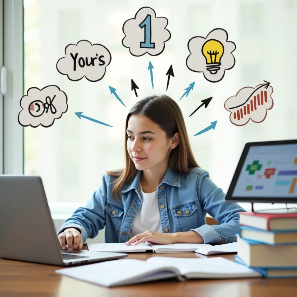 Image of Student using digital tools to improve DOK learning level.