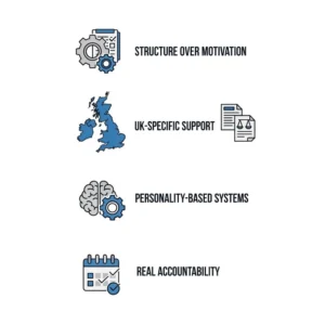 Professional infographic showing how Charfen.co.uk differs from generic coaching platforms.