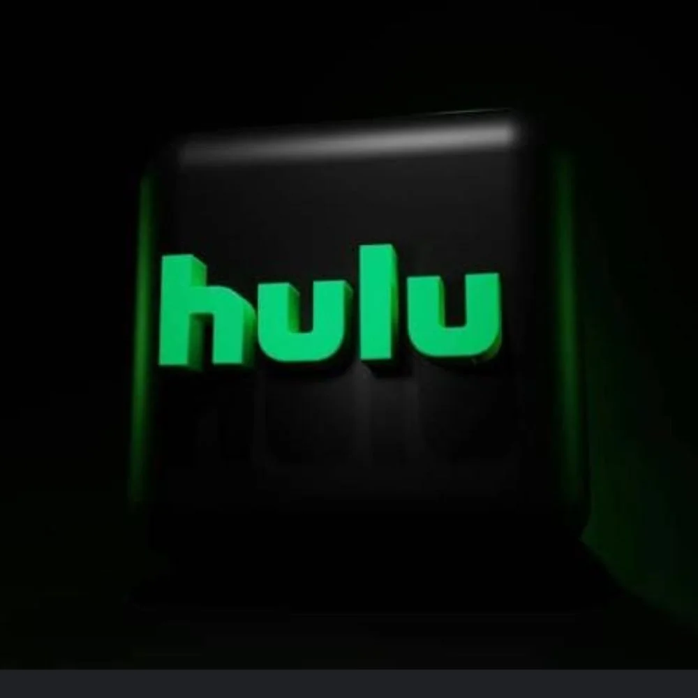 hulu glowing on a dark screen