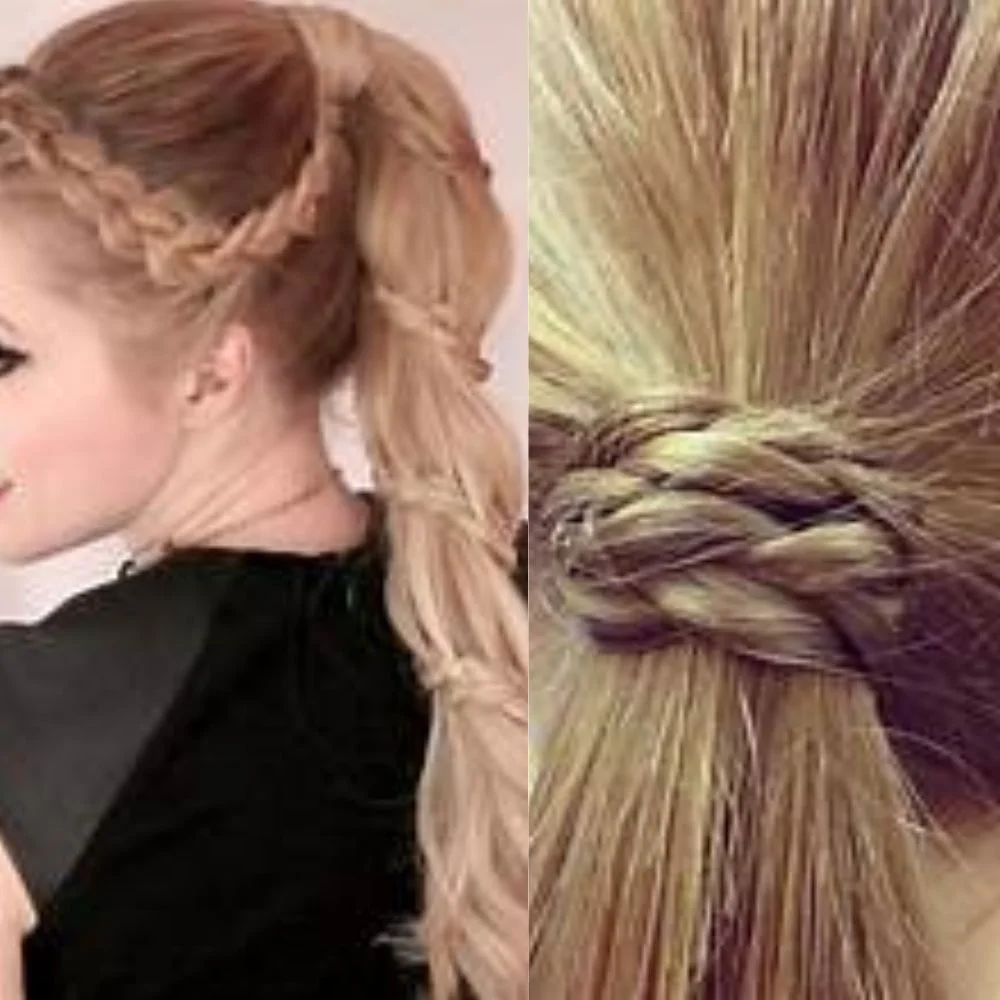 Wrapped braid ponytail