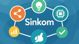 Abstract digital concept image with interconnected icons for technology, innovation, and networking.